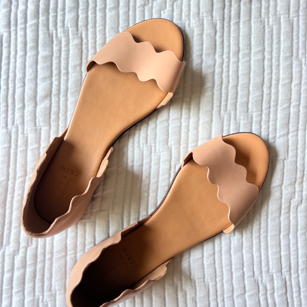 J. Crew Pink Scalloped Sandals Sleek Slip-On Design